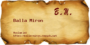 Balla Miron névjegykártya