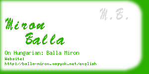 miron balla business card